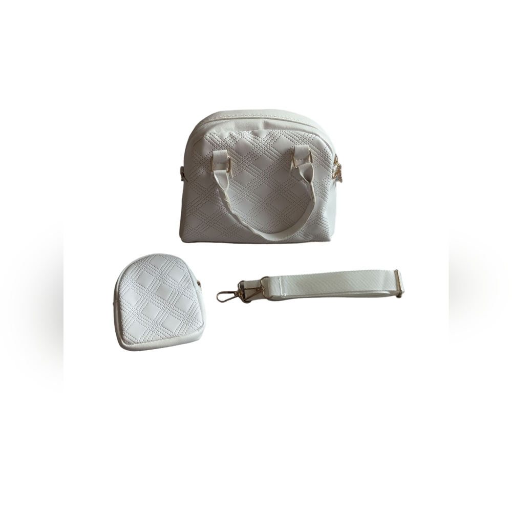 White Embossed Crossbody Purse
